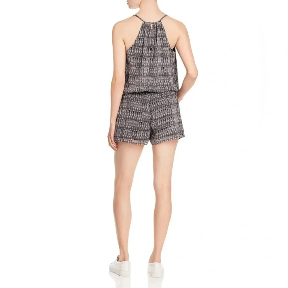 Joie Janisse 100% Silk Graphic Print Tassel Waist Resort Romper XS Lined